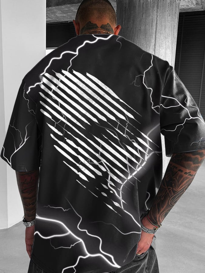 Men's 3D Abstract Line Print Short Sleeve T-Shirt