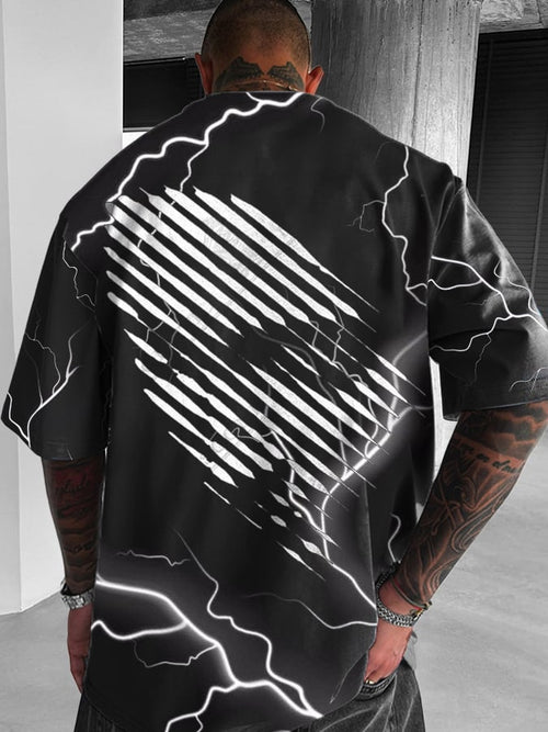 Men's 3D Abstract Line Print Short Sleeve T-Shirt
