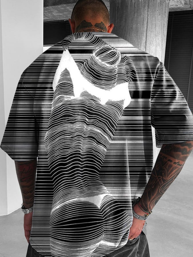 Men's 3D Abstract Line Print Short Sleeve T-Shirt