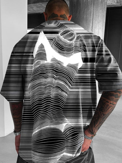 Men's 3D Abstract Line Print Short Sleeve T-Shirt