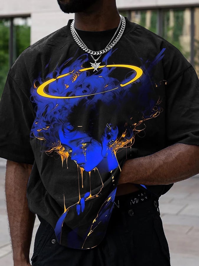 Men's Fashion   Print Casual Short Sleeve T-Shirt