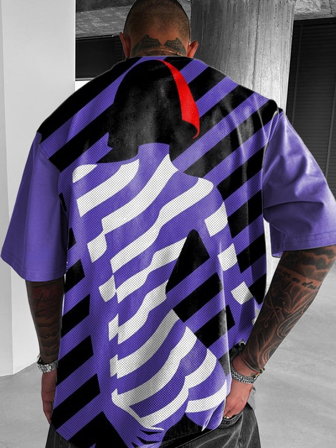 Men's 3D Abstract Line Print Short Sleeve T-Shirt